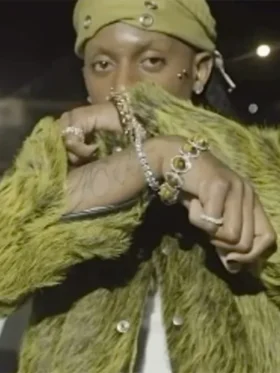 Playboi Carti Ur The Moon Green Fur Classic Jacket For Sale