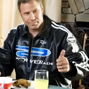 Ricky Bobby Powerade Black Leather Jacket
