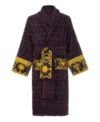Shop Purple Versace Logo Robe