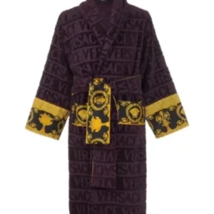 Shop Purple Versace Logo Robe