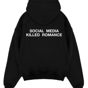 Social Media Killed Romance Black Hoodie Back