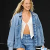 Sophie Cunningham WNBA Playoffs Blue Denim Jacket Side