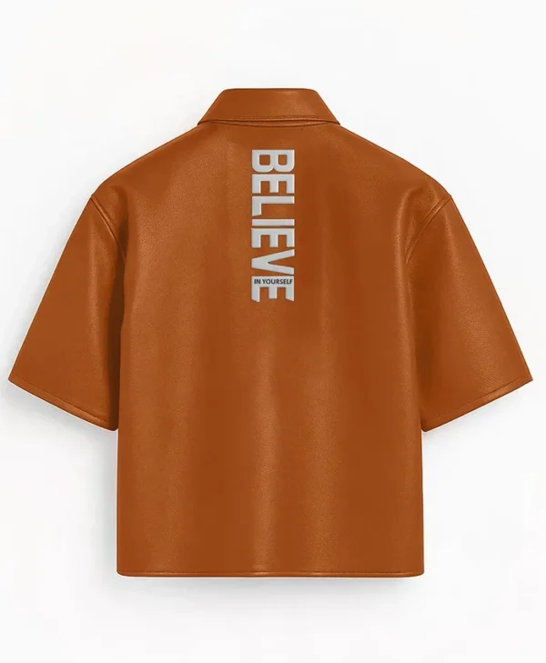Stegaro Believer Oversized Leather Shirt Brown