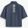 Stegaro Believer Oversized Leather Shirt Navy