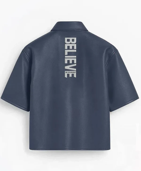 Stegaro Believer Oversized Leather Shirt Navy