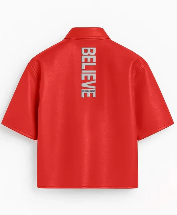 Stegaro Believer Oversized Leather Shirt Red