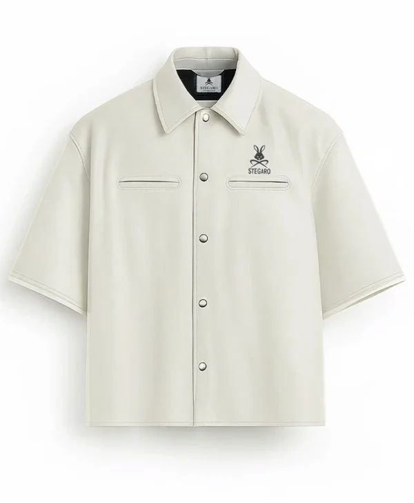 Stegaro Believer Oversized Leather Shirt White