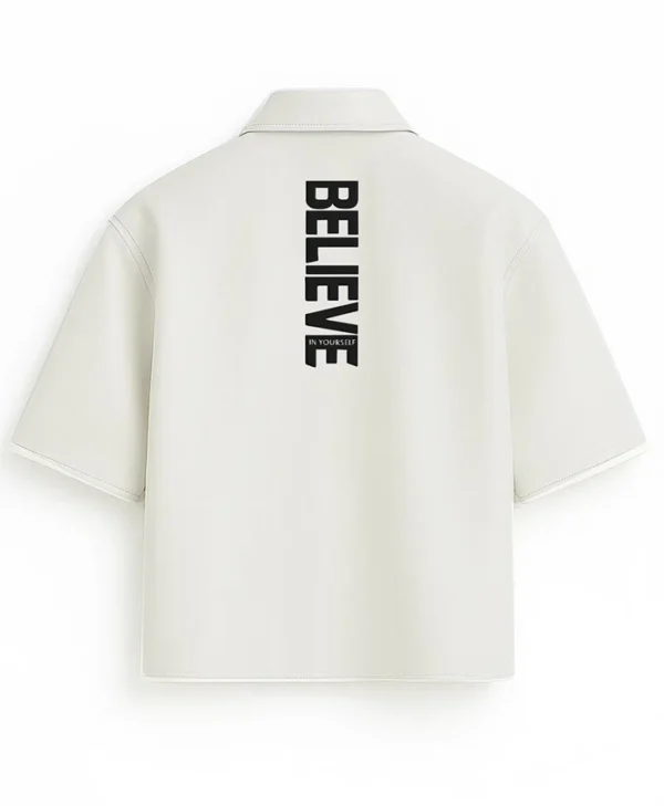 Stegaro Believer Oversized Leather Shirt White