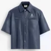 Stegaro Believer Oversized Leather Shirt blue