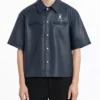Stegaro Believer Oversized Leather Shirt blue M