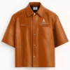 Stegaro Believer Oversized Leather Shirt brown