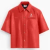 Stegaro Believer Oversized Leather Shirt red