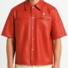 Stegaro Believer Oversized Leather Shirt red m