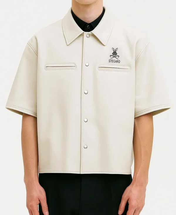 Stegaro Believer Oversized Leather Shirt white m