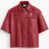 Stegaro Believer Oversized Snap Shirt maroon