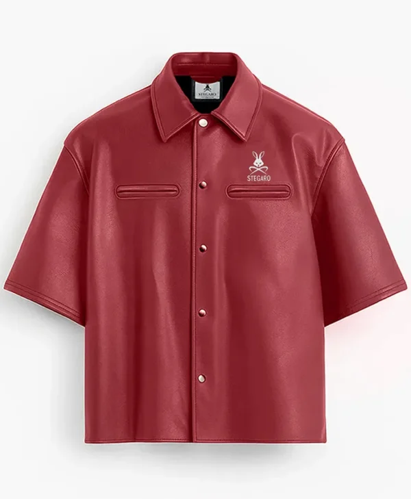 Stegaro Believer Oversized Snap Shirt maroon