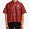 Stegaro Believer Oversized Snap Shirt maroon M