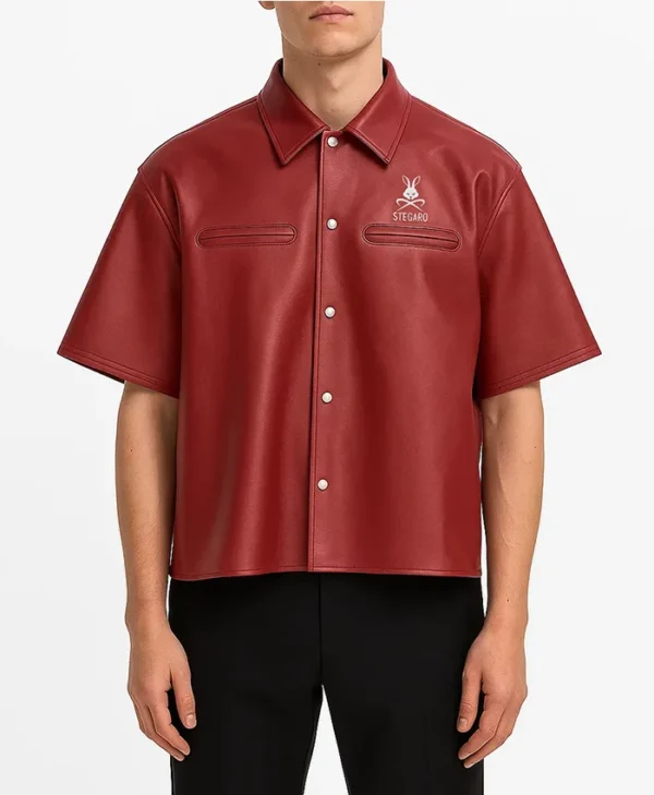 Stegaro Believer Oversized Snap Shirt maroon M