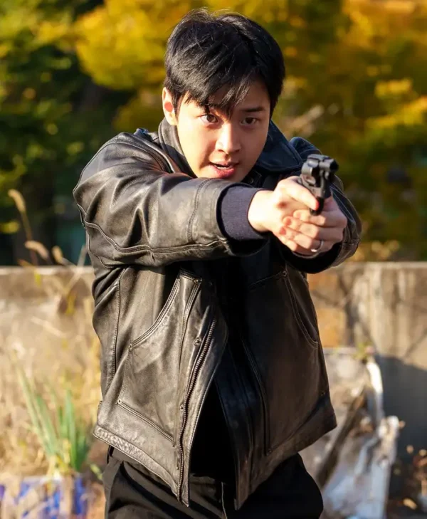Tempest S01 Jang Dong-yoon Black Leather Jacket Side
