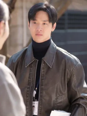 Tempest S01 Jang Dong-yoon Brown Leather Jacket Side