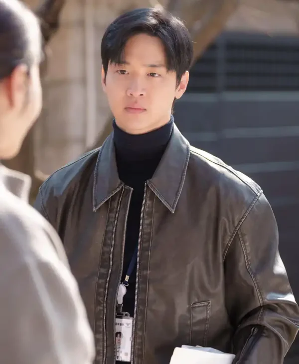 Tempest S01 Jang Dong-yoon Brown Leather Jacket Side
