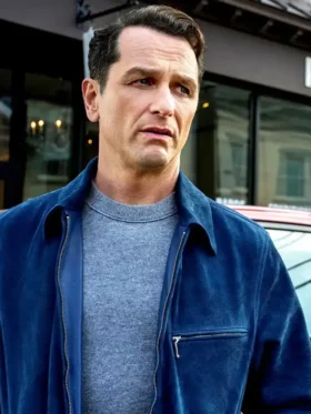 The Beast in Me S01 Matthew Rhys Blue Suede Jacket