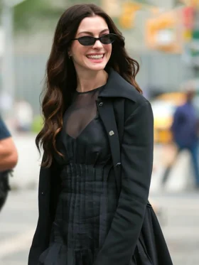 The Devil Wears Prada 2 Anne Hathaway Black Coat Side