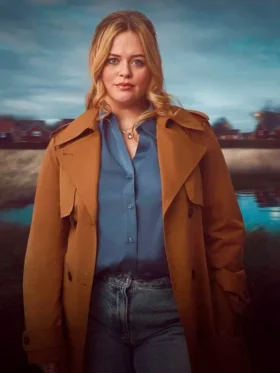 The Rumour S01 Emily Atack Brown Trench Coat Side