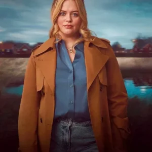 The Rumour S01 Emily Atack Brown Trench Coat Side