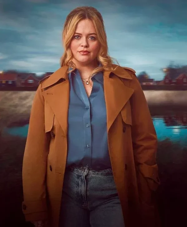 The Rumour S01 Emily Atack Brown Trench Coat Side