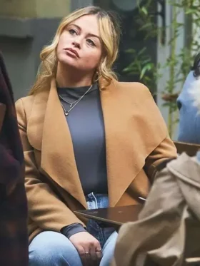 The Rumour S01 Emily Atack Brown Wool Coat Side