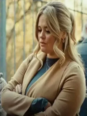 The Rumour S01 Emily Atack Brown Wool Coat Front