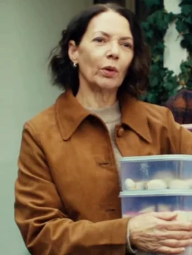 The Rumour S01 Joanne Whalley Brown Suede Jacket Front