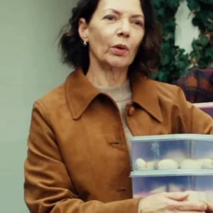 The Rumour S01 Joanne Whalley Brown Suede Jacket Front