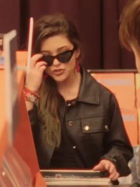 This Too Shall Pass Katie Douglas Black Leather Jacket Side