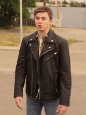 This Too Shall Pass Maxwell Jenkins Black Leather Jacket Side