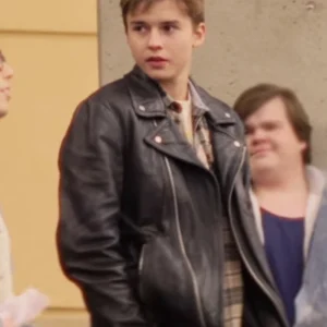 This Too Shall Pass Maxwell Jenkins Black Leather Jacket Front