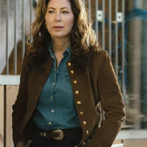 Tulsa King S03 Dana Delany Brown Suede Jacket Front