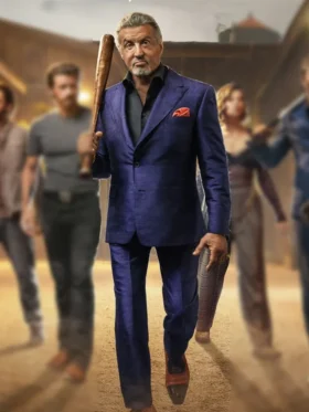 Tulsa King S03 Sylvester Stallone Blue Suit Side