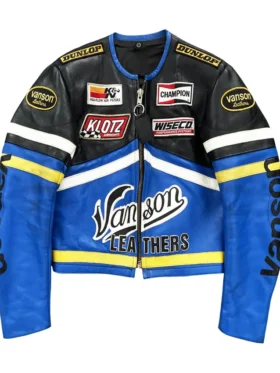 Vanson Leathers Genesis Blue Motorcycle Jacket Back