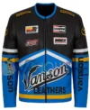 Vanson Leathers Genesis Blue Motorcycle Jacket front