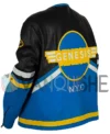 Vanson Leathers Genesis Blue Motorcycle Jacket left back