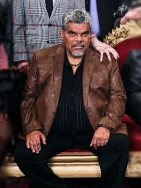 Wednesday S02 Luis Guzmán Brown Leather Blazer