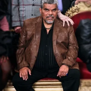 Wednesday S02 Luis Guzmán Brown Leather Blazer