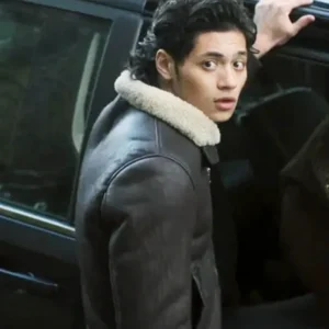 Wednesday S02 Noah B. Taylor Shearling Leather Jacket Side