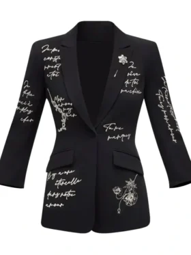 Women's Love Letter Black Blazer