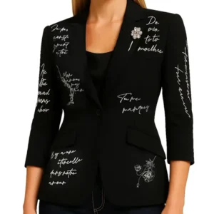 Women’s Love Letter Black Blazer Back