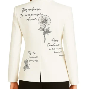 Women’s Love Letter Printed White Blazer Back