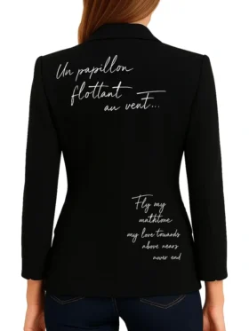 Women’s Printed Black Blazer Front