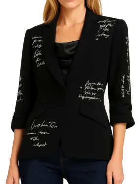 Women’s Printed Black Blazer Back